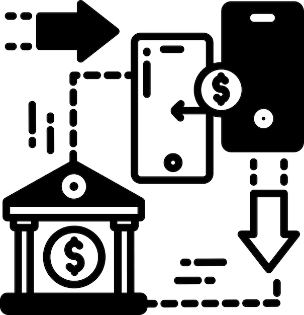 Ilustración de glifo y vector de línea de transferencia de dinero