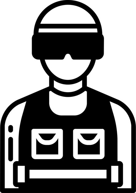 Ilustración de glifo y vector de líneas de la policía antidisturbios