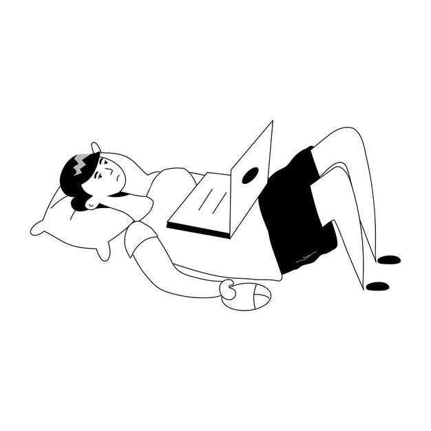 Ilustración de glifo de verificación de trabajador remoto
