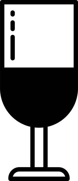 Ilustración de glifo de vidrio de champán y vector de líneas