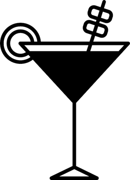 Ilustración de glifo de vidrio de cóctel y vector de líneas