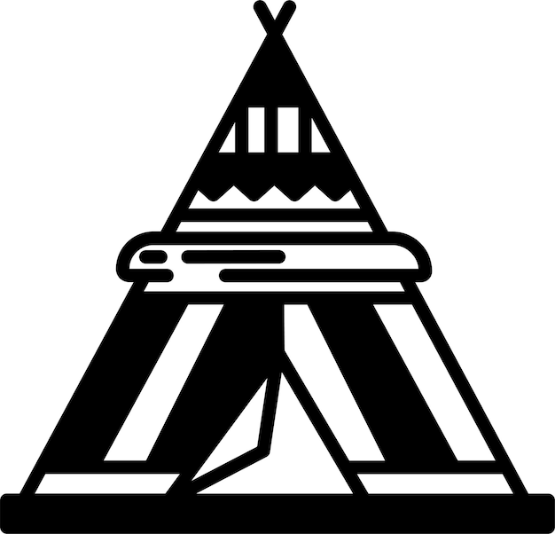 Ilustración del glifo de Wigwam y del vector de líneas