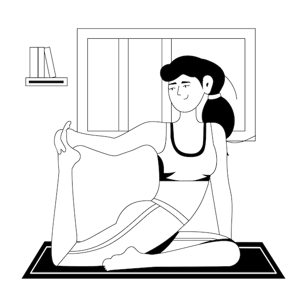 Ilustración de glifos bien diseñados de la postura de yoga