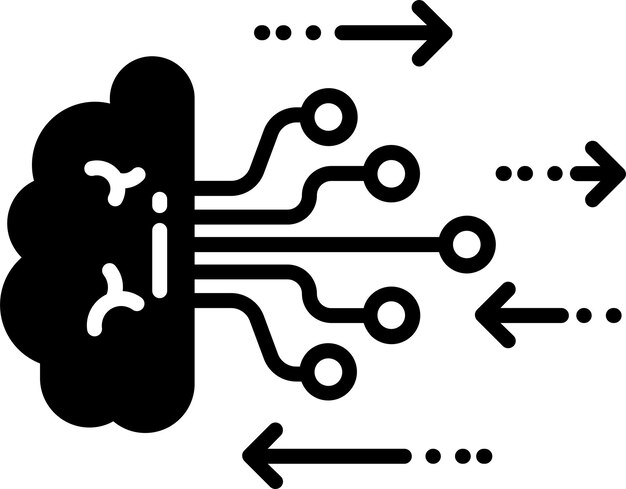 Ilustración de glifos y vectores de líneas de tecnología de IA