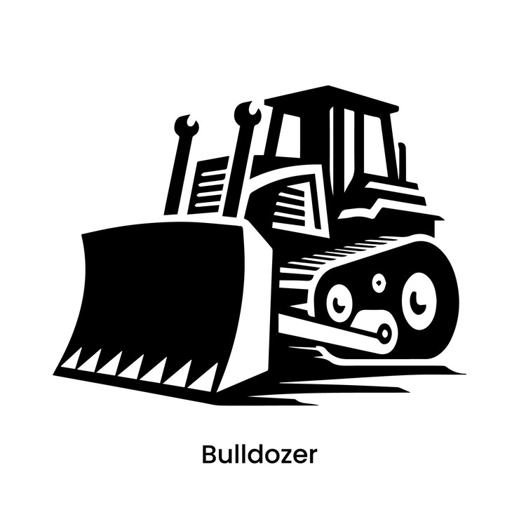 Ilustración de glifos vectoriales de la silueta de la excavadora de construcción