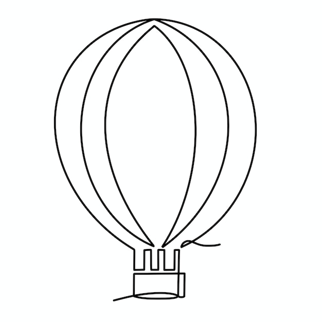 Ilustración de globo de aire de una línea continua de vector
