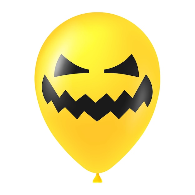 Ilustración de globo amarillo de Halloween con cara aterradora y divertida