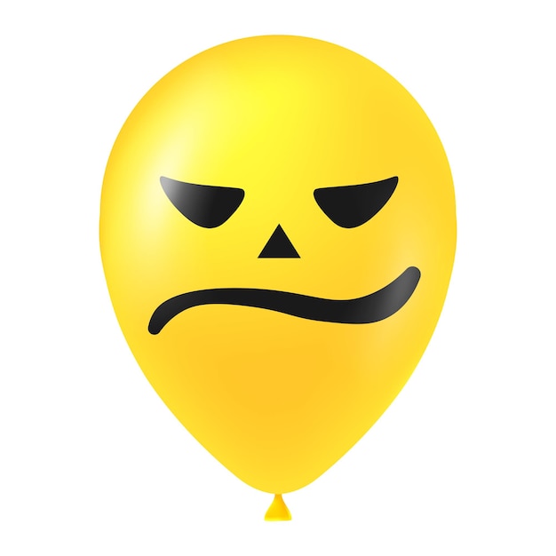 Ilustración de globo amarillo de Halloween con cara aterradora y divertida