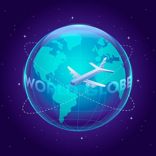 Ilustración del globo mundial con gradiente