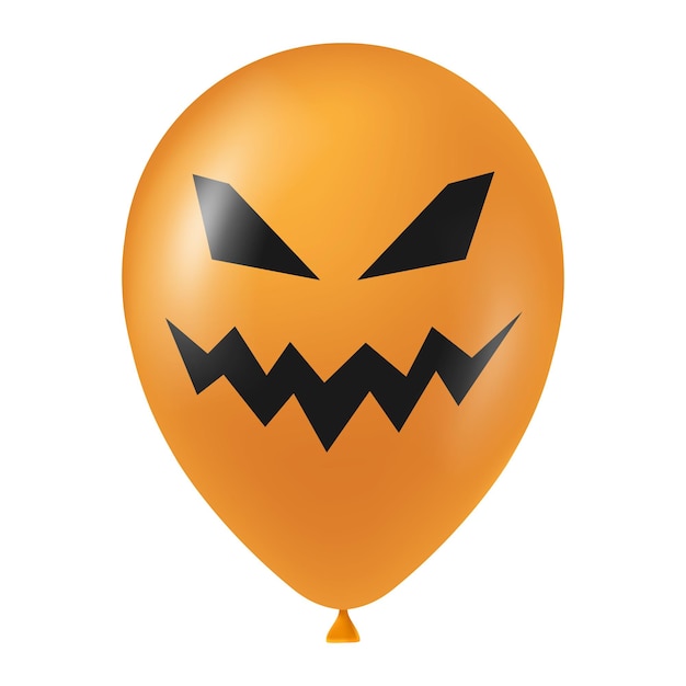 Ilustración de globo naranja de halloween con cara aterradora y divertida