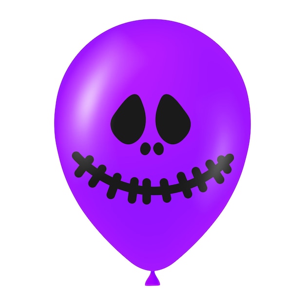 Vector ilustración de globo púrpura de halloween con cara aterradora y divertida