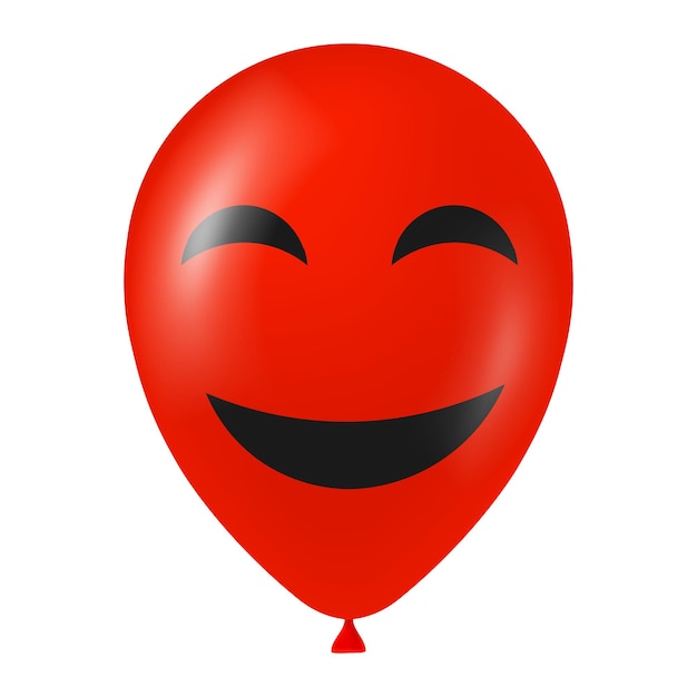 Vector ilustración de globo rojo de halloween con cara aterradora y divertida