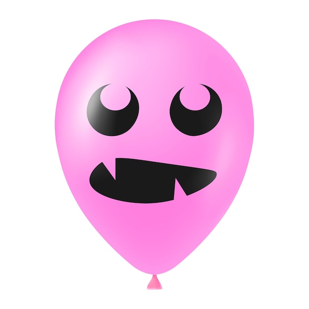 Ilustración de globo rosa de halloween con cara aterradora y divertida