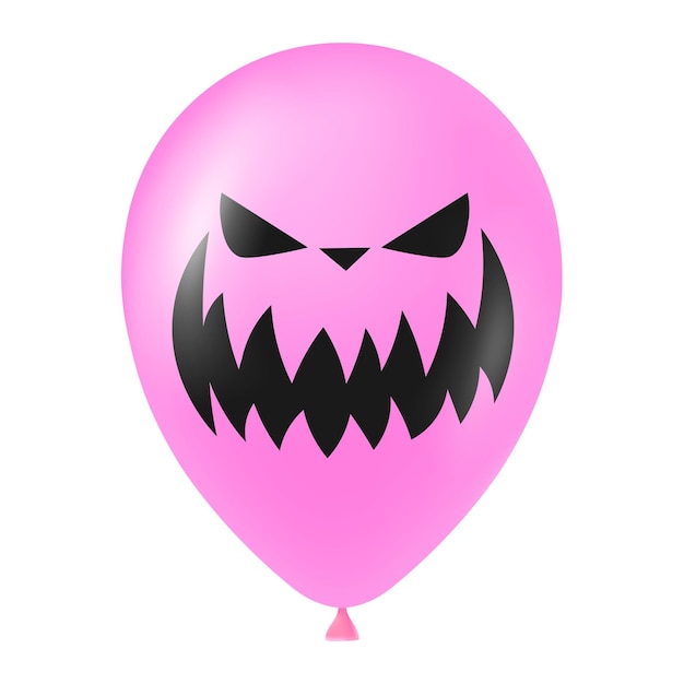 Vector ilustración de globo rosa de halloween con cara aterradora y divertida