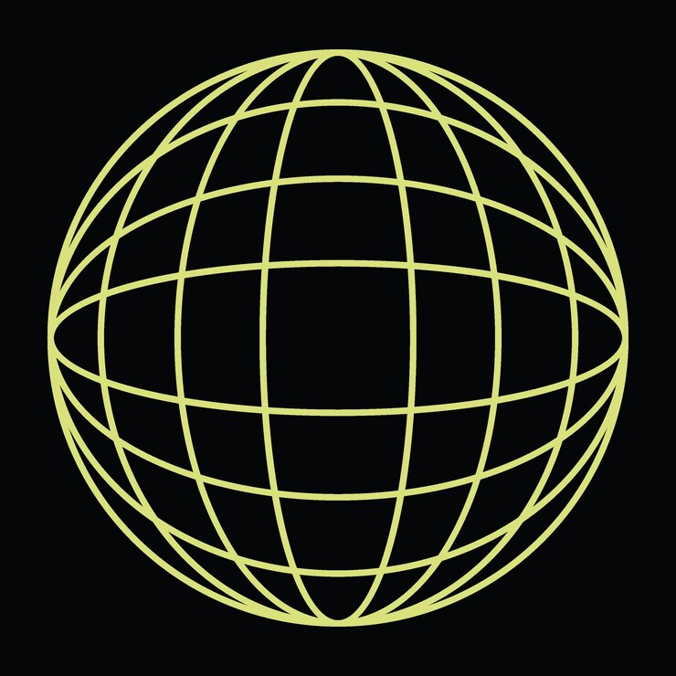 Ilustración del globo vectorial 3D Negro y amarillo Vector Forma del planeta Dibujo de forma redonda