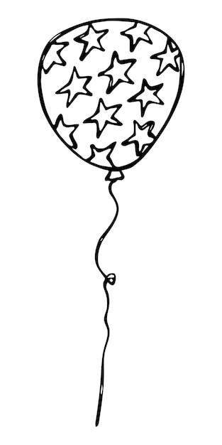 Ilustración de globo volador dibujado a mano Fiesta de cumpleaños doodle Clipart de vacaciones