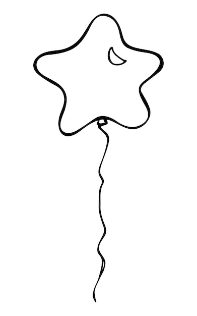 Ilustración de globo volador dibujado a mano Fiesta de cumpleaños doodle Clipart de vacaciones