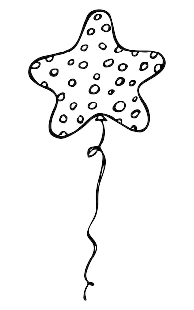 Ilustración de globo volador dibujado a mano fiesta de cumpleaños doodle clipart de vacaciones