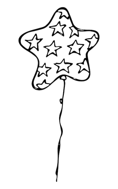 Ilustración de globo volador dibujado a mano Fiesta de cumpleaños doodle Clipart de vacaciones