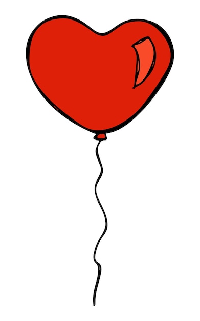 Ilustración de globo volador dibujado a mano Fiesta de cumpleaños doodle Clipart de vacaciones