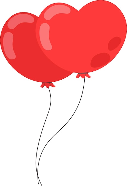 Ilustración de los globos de corazón rojo