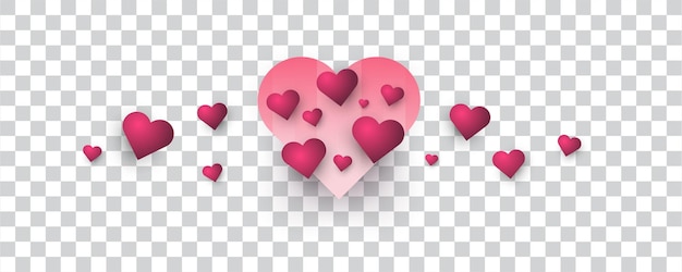 Ilustración de globos de corazón rosa lindo aislado sobre fondo transparente Elementos de decoración del día de San Valentín