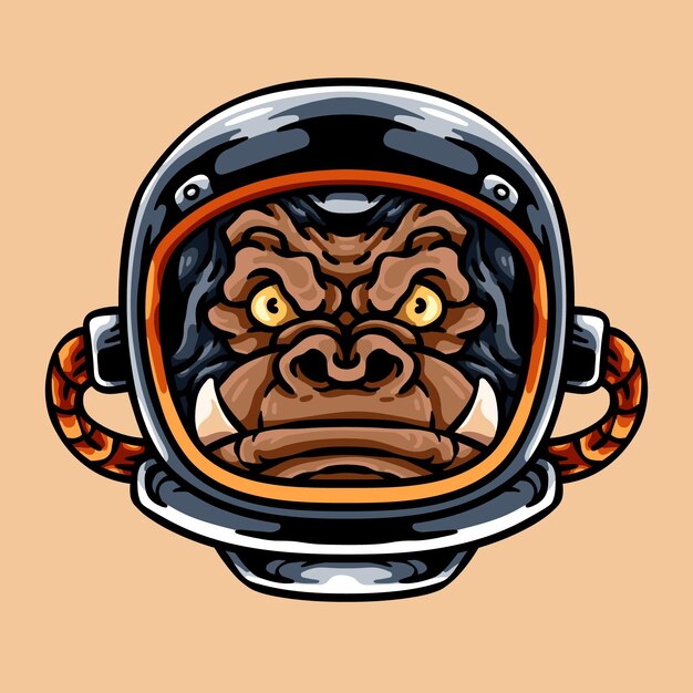 Ilustración de gorila con casco de astronauta