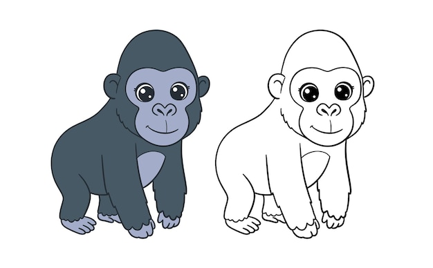 Ilustración de un gorila de dibujos animados