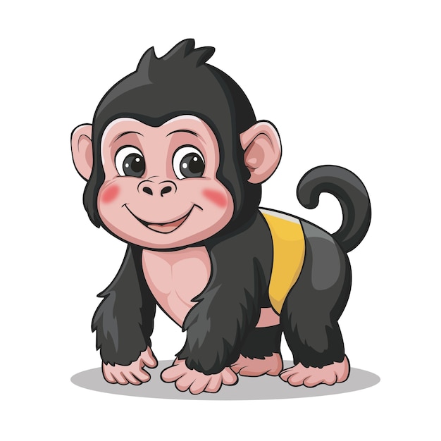 Ilustración de gorila editable de dibujos animados Arte animal divertido y lúdico