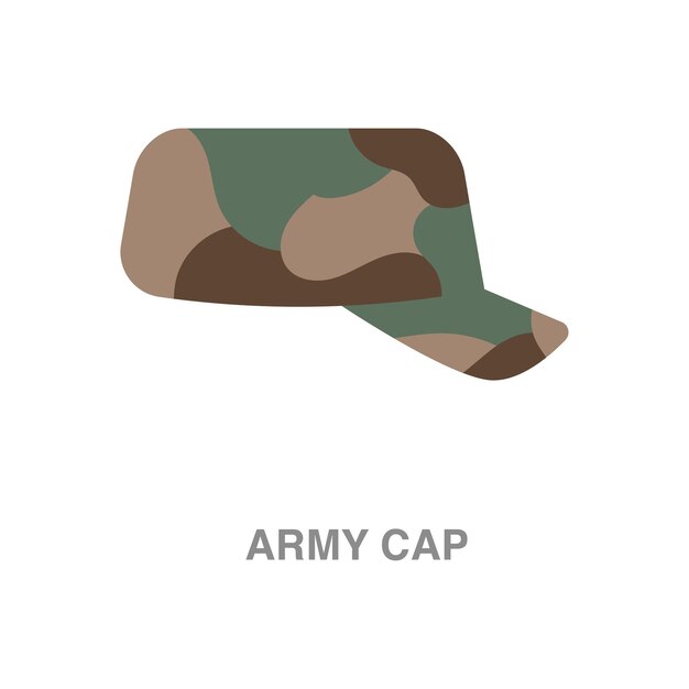 Ilustración de gorra militar sobre fondo transparente