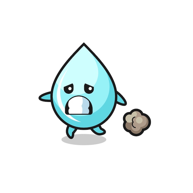 Ilustración de la gota de agua corriendo con miedo diseño de estilo lindo para el elemento del logotipo de la etiqueta de la camiseta
