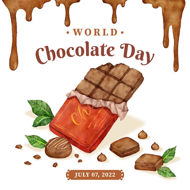 Vector ilustración de goteo de chocolate acuarela