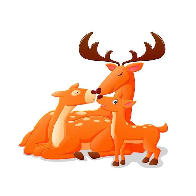 ilustración gracioso animal ciervos familia