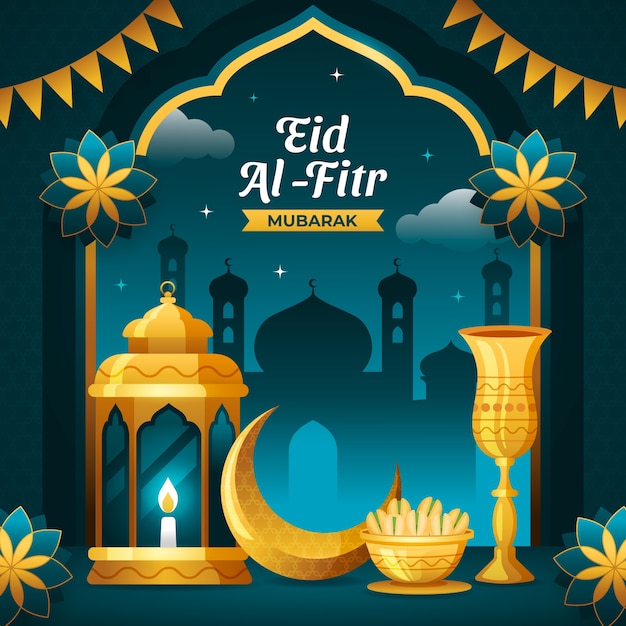 Ilustración de gradiente para la celebración de eid al-fitr