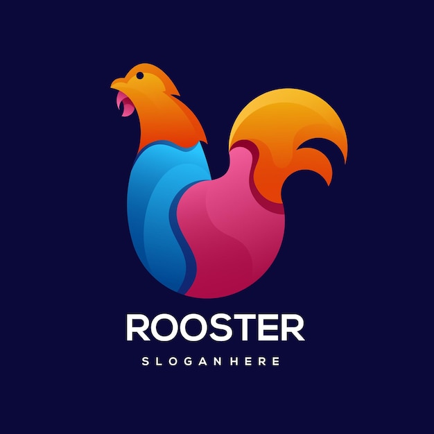 Ilustración de gradiente colorido del logotipo de gallo