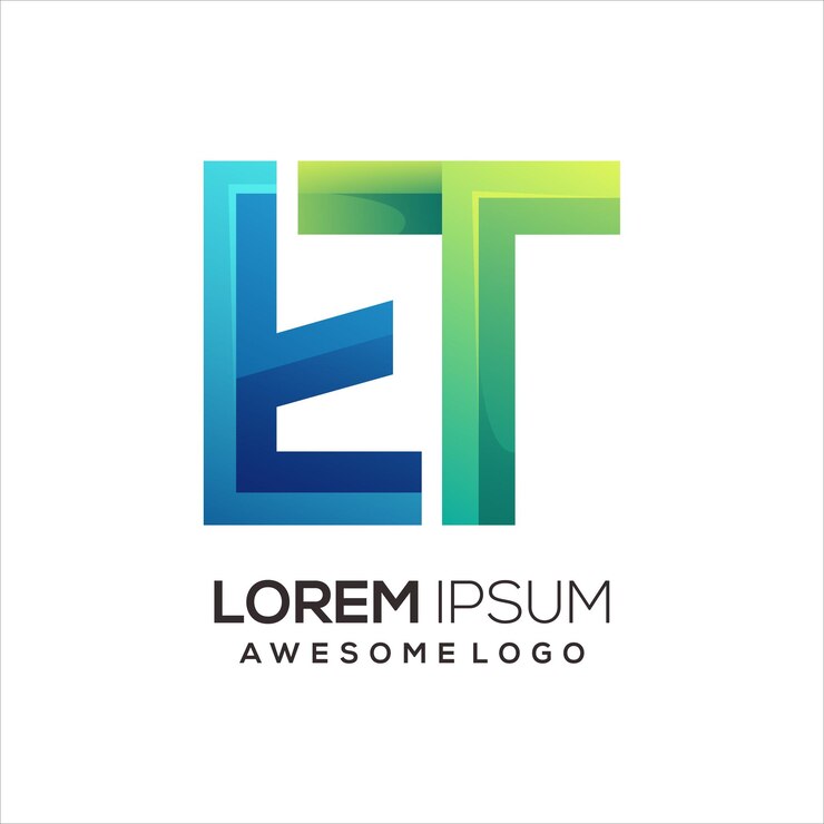Vector ilustración de gradiente colorido del logotipo de la letra et