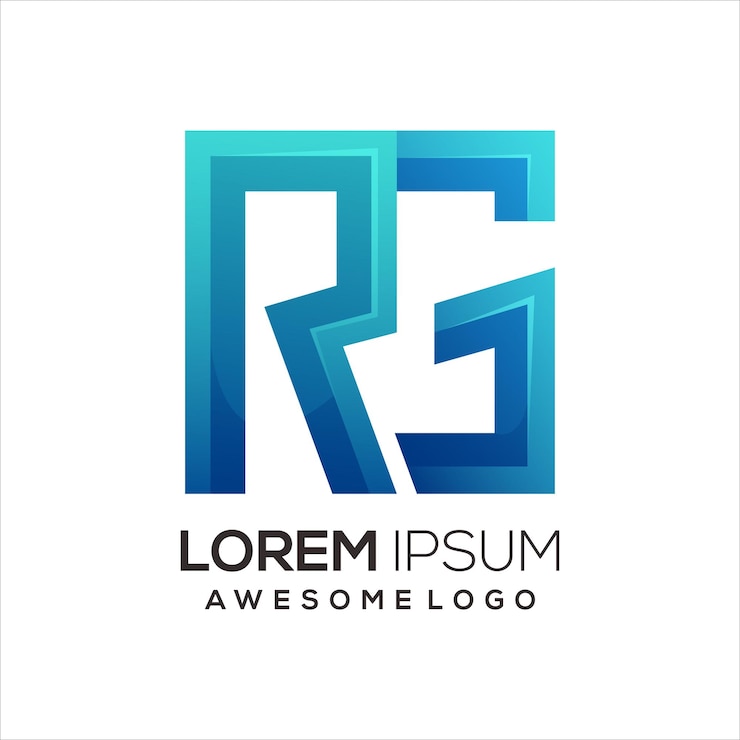 Vector ilustración de gradiente colorido de rg letter logo