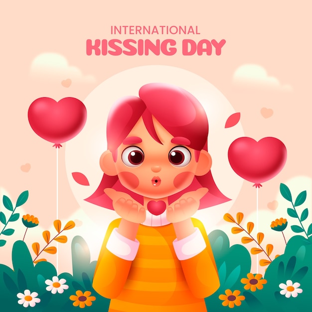 Ilustración gradiente del día internacional del beso