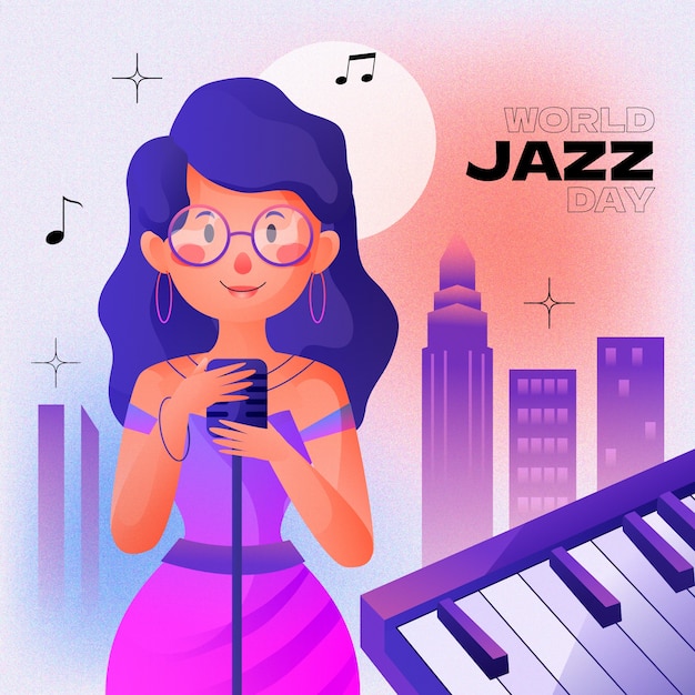 Ilustración en gradiente para el día mundial del jazz