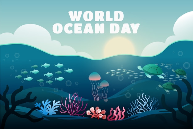 Ilustración de gradiente del día mundial de los océanos