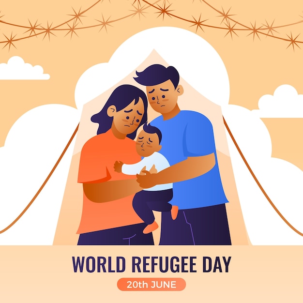 Vector ilustración gradiente del día mundial de los refugiados