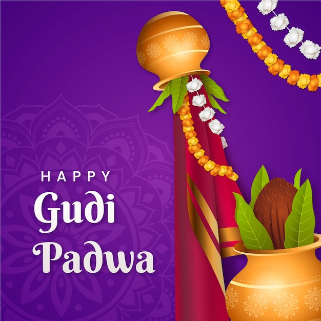 Ilustración de gradiente para la festividad de gudi padwa