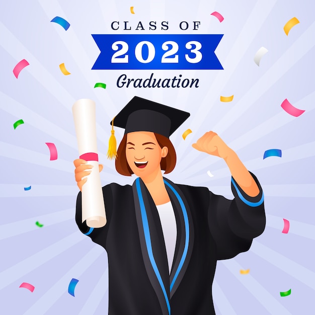 Vector ilustración de gradiente para la graduación de la clase 2023