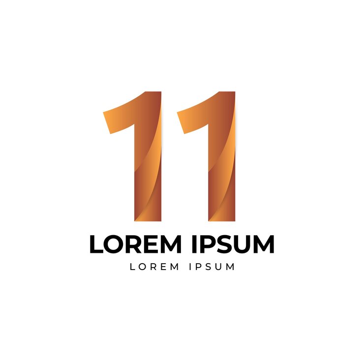 Vector ilustración del gradiente del icono del logotipo del número once