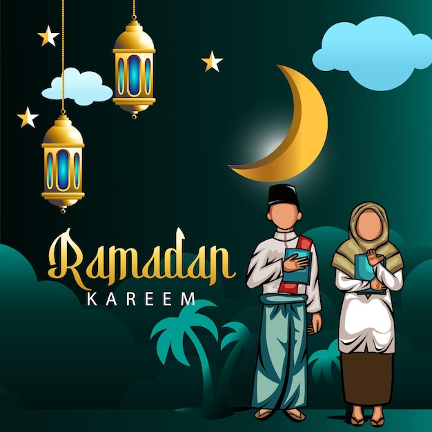 Ilustración de gradiente vectorial para el mes sagrado de Ramadán