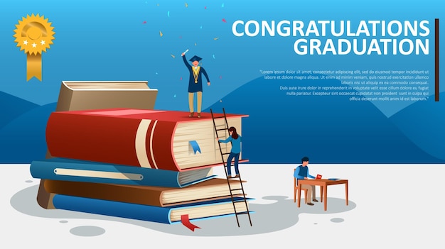 Ilustración de graduación de felicitación por la licenciatura.