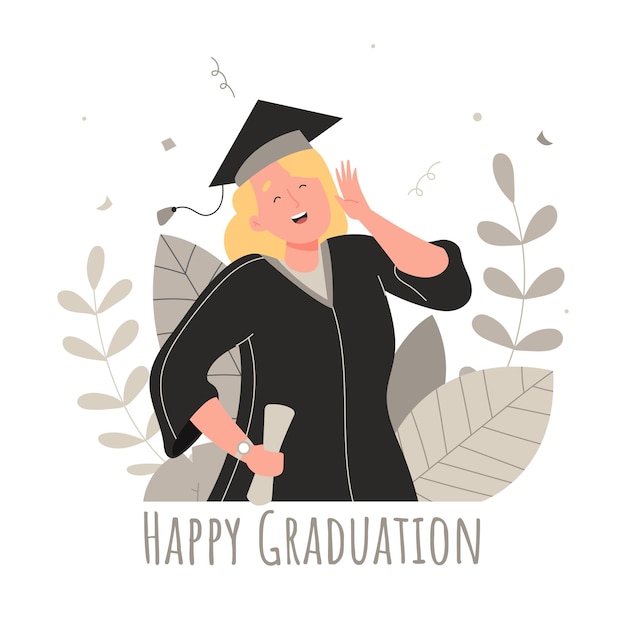 Ilustración de graduación de mujer joven