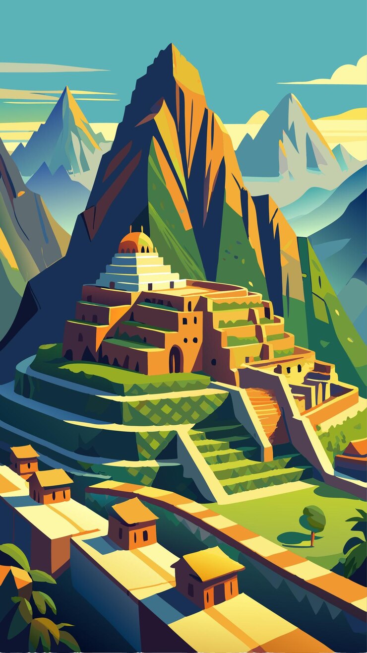 Vector ilustración gráfica de arte vectorial de machu picchu
