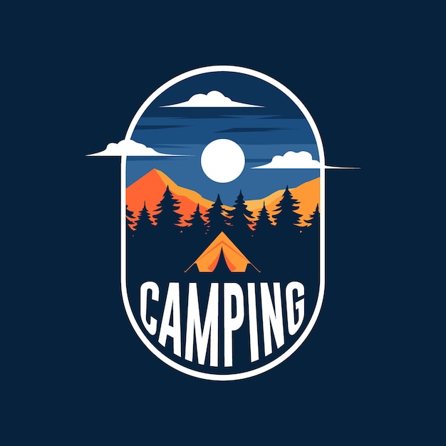 Ilustración gráfica de camping