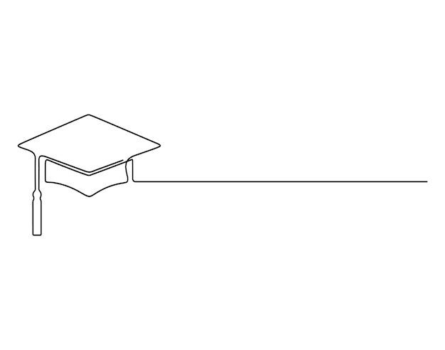 Ilustración gráfica de dibujo de línea única continua del tapón de graduación